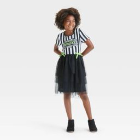 Beetlejuice Tiered Tutu Halloween Cosplay Tween Dress Girls 10/12 - Picture 1 of 8